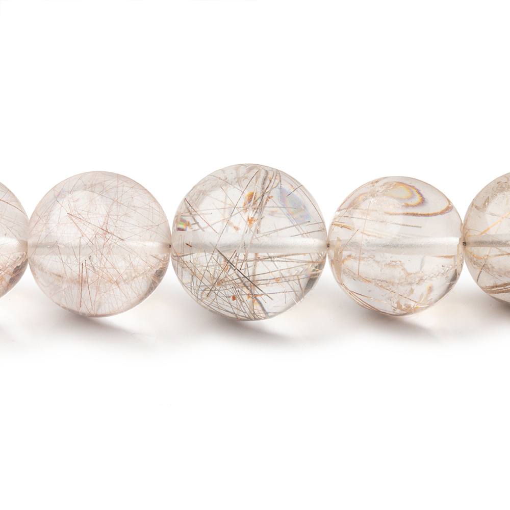 5 - 12mm Rutilated Quartz Plain Round Beads 16 inch 54 pieces - Beadsofcambay.com