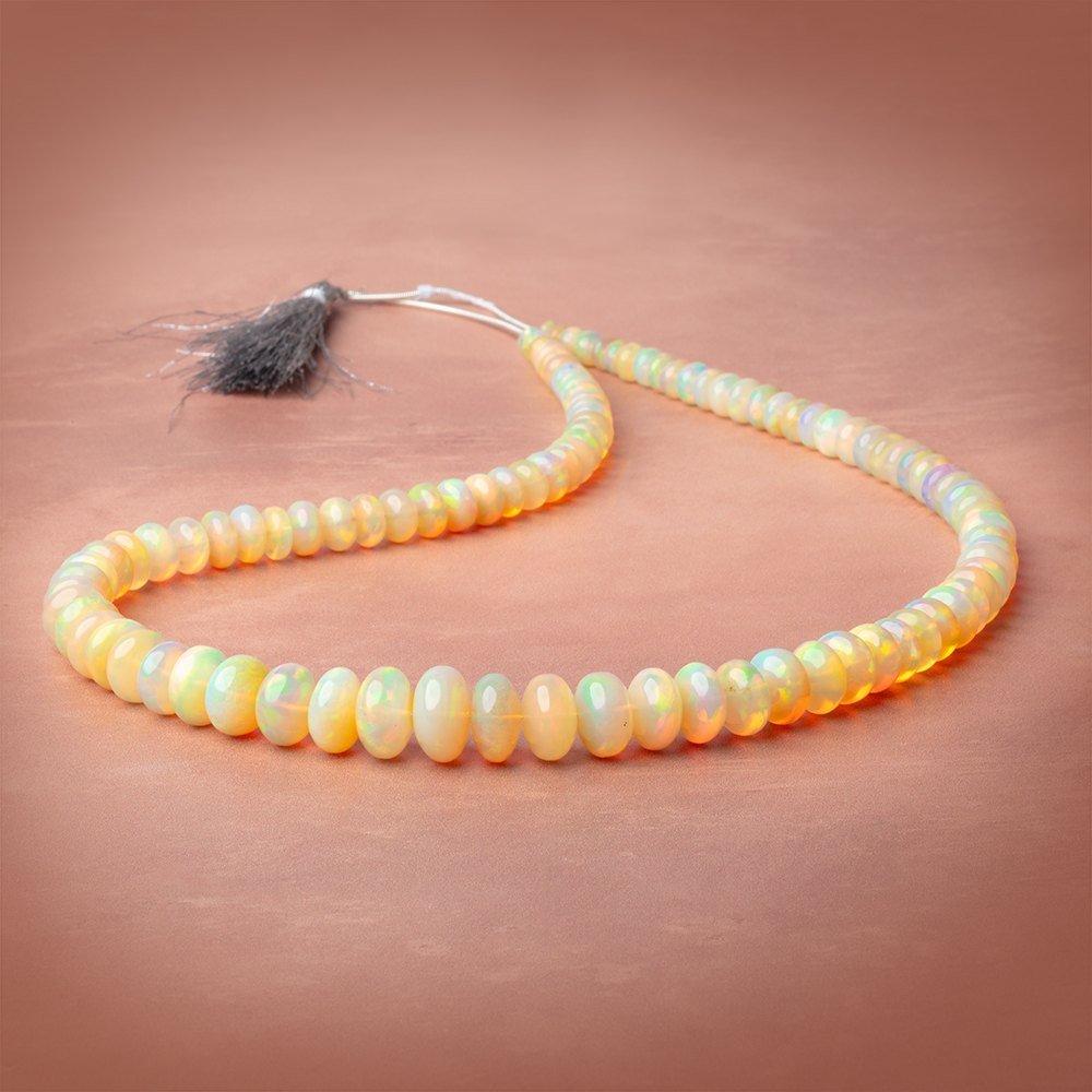 5 - 13mm Golden Ethiopian Opal Plain Rondelle 20 inch 100 Beads AAA - Beadsofcambay.com
