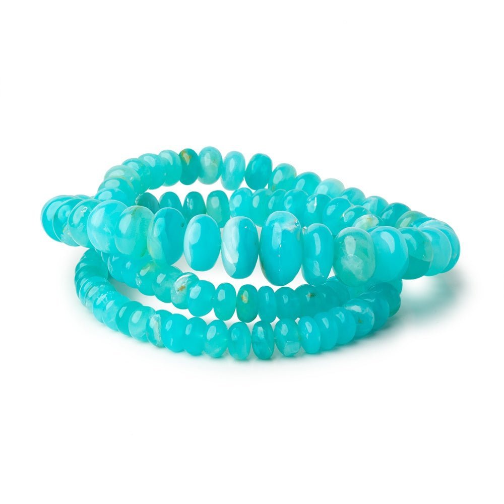 5 - 14mm Peruvian Blue Opal Plain Rondelles 20 inch 109 Beads AAA - Beadsofcambay.com