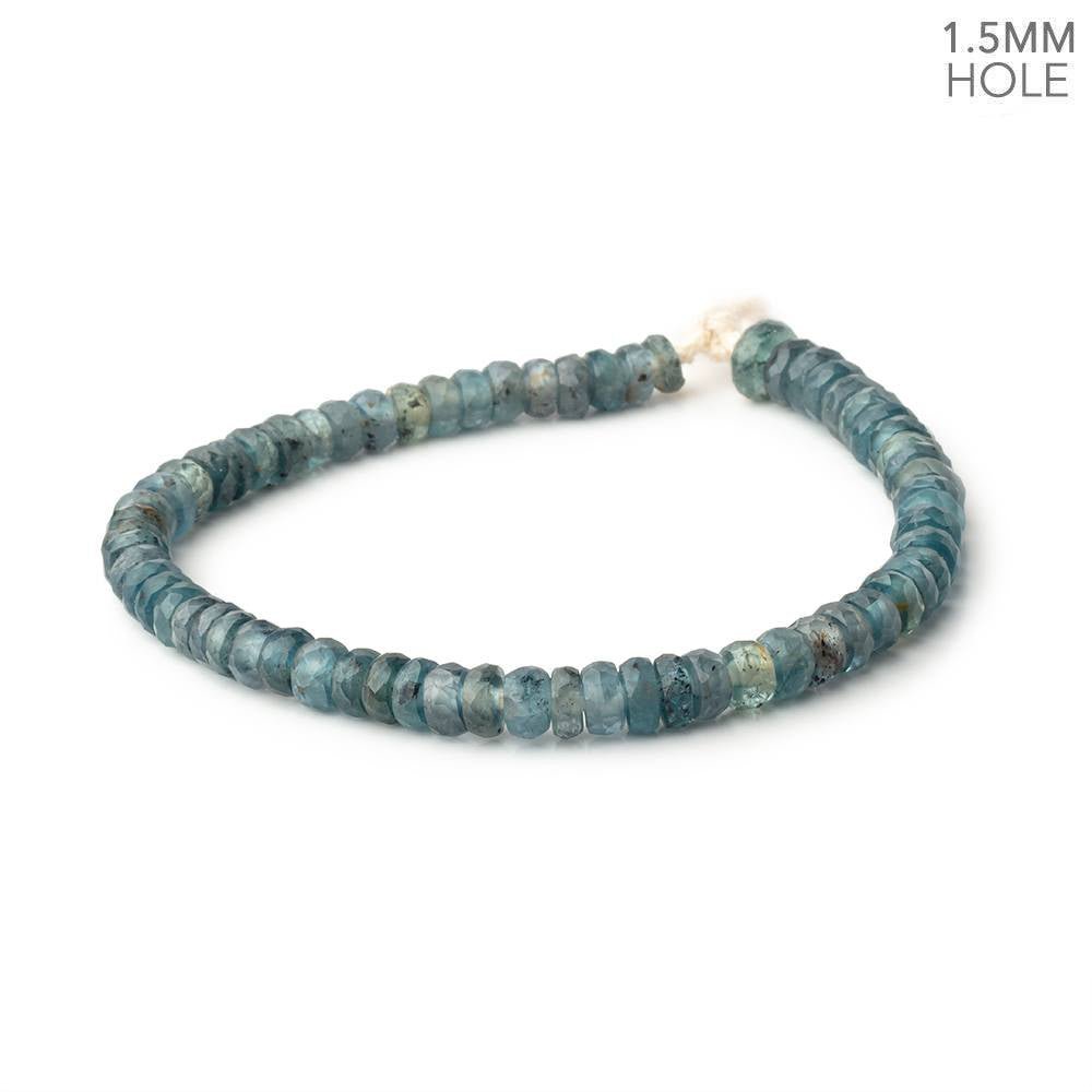 5-5.5mm Indigo Kyanite 1.5mm Large Hole Faceted Rondelle 8 inch 68 Beads - Beadsofcambay.com