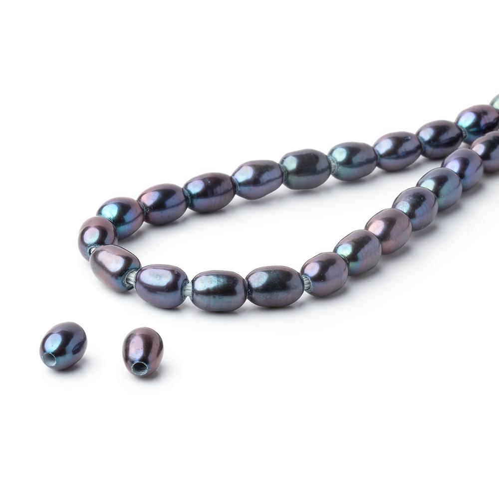 5 - 5.5mm Oval Freshwater Pearl with 1.5mm Large Hole - 15.5 inch Strand - Beadsofcambay.com