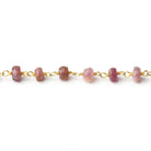 5 - 5.5mm Pink Tourmaline Faceted Rondelle Beads on Vermeil Chain - Beadsofcambay.com