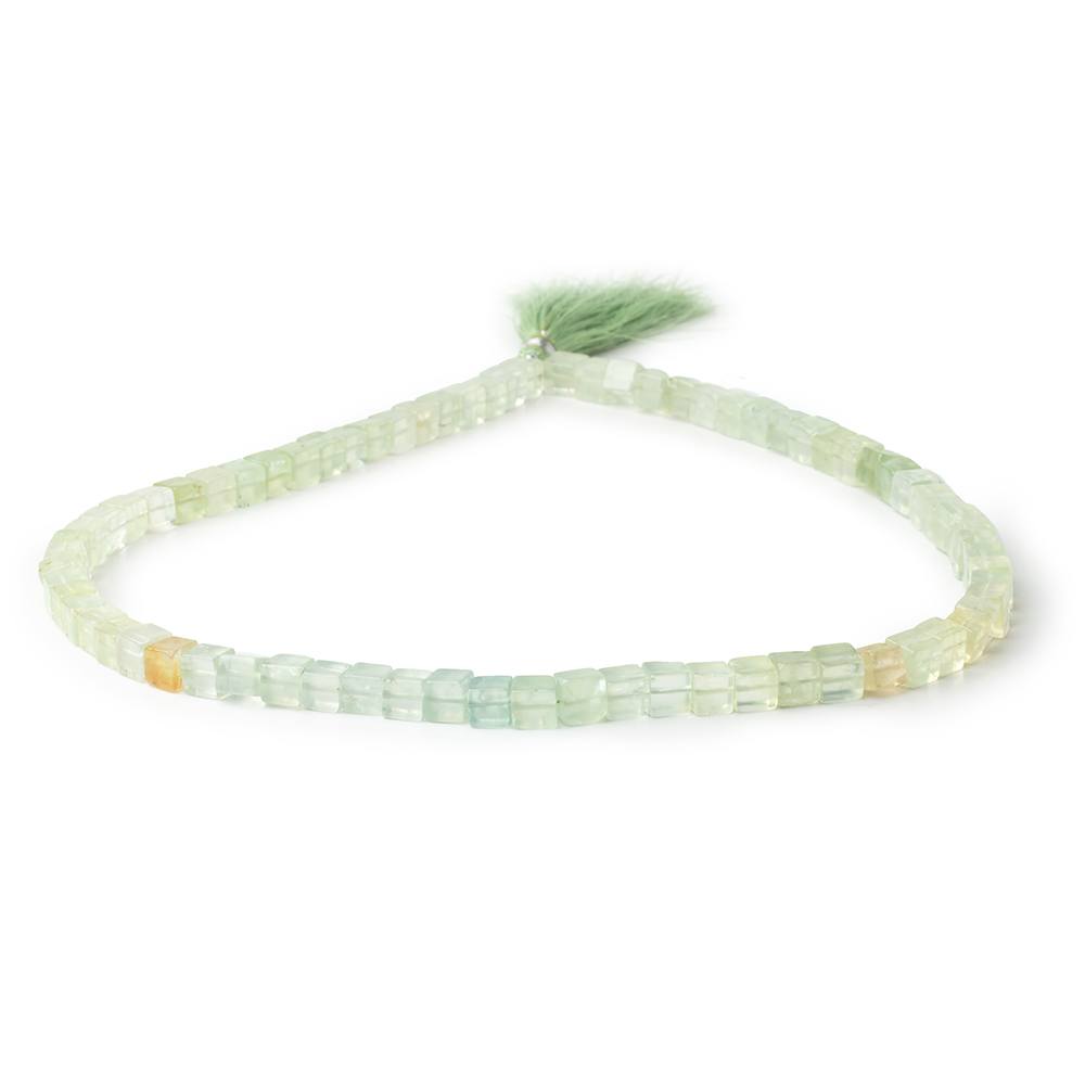 5 - 5.5mm Prehnite Plain Cube Beads 16 inches 78 pieces - Beadsofcambay.com