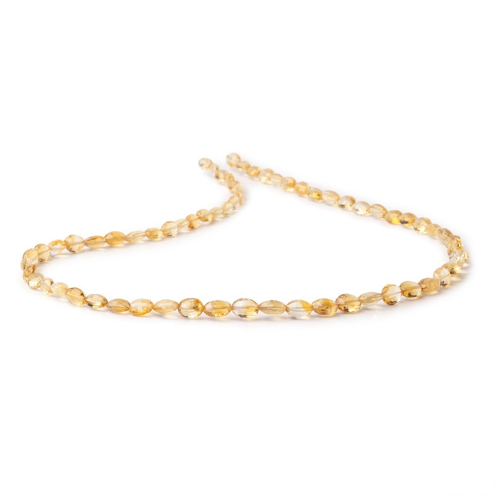 5 - 6.5mm Citrine Checkerboard Faceted Oval 16 inch 65 Beads - Beadsofcambay.com