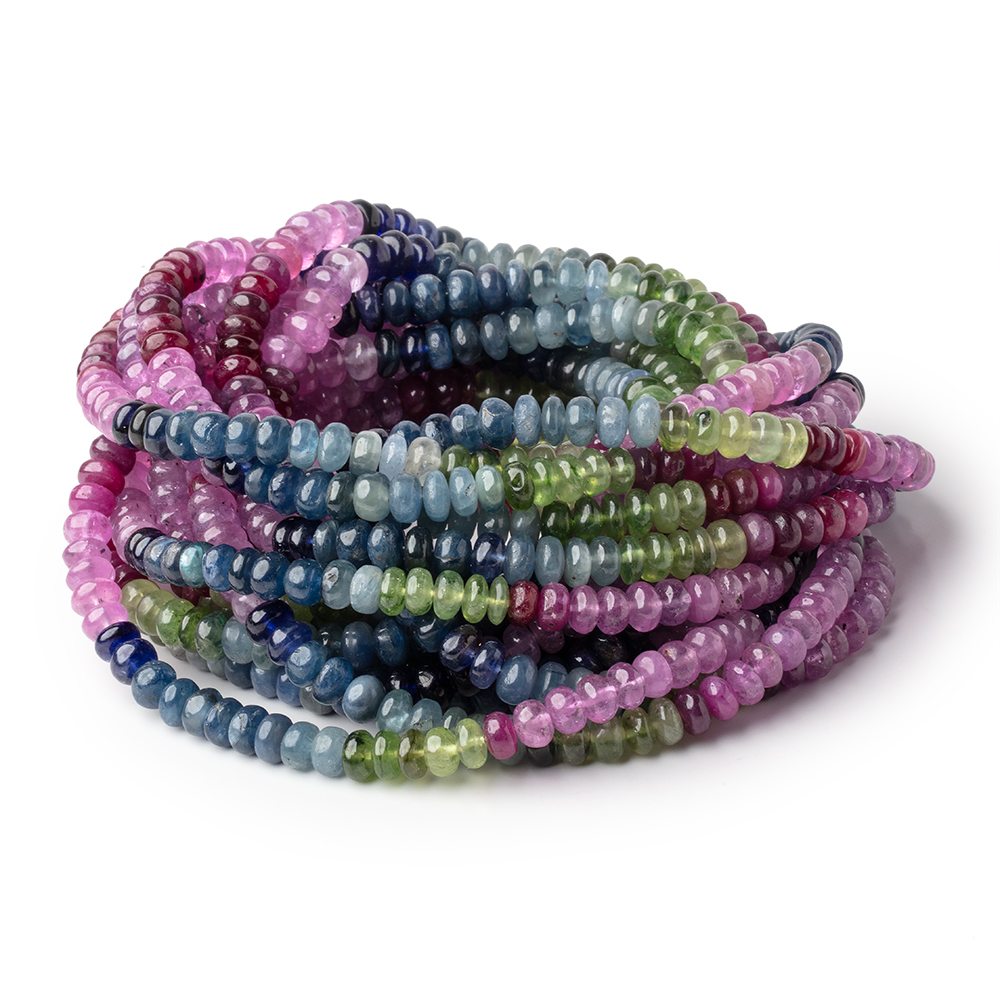 5 - 6mm Multi Color Sapphire Plain Rondelle Beads 18 inch 125 pieces AA - Beadsofcambay.com