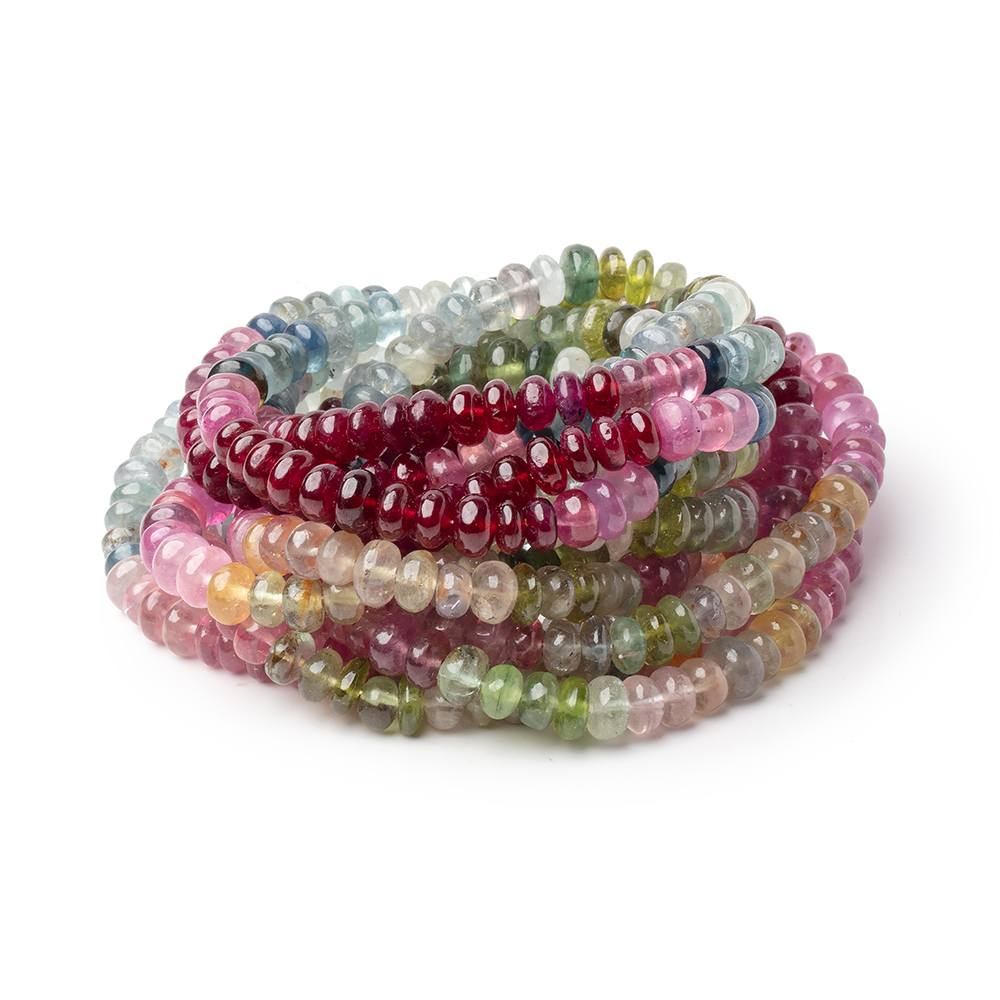 5-6mm Multi Color Sapphire Plain Rondelle Beads 18 inch 142 pieces AA - Beadsofcambay.com