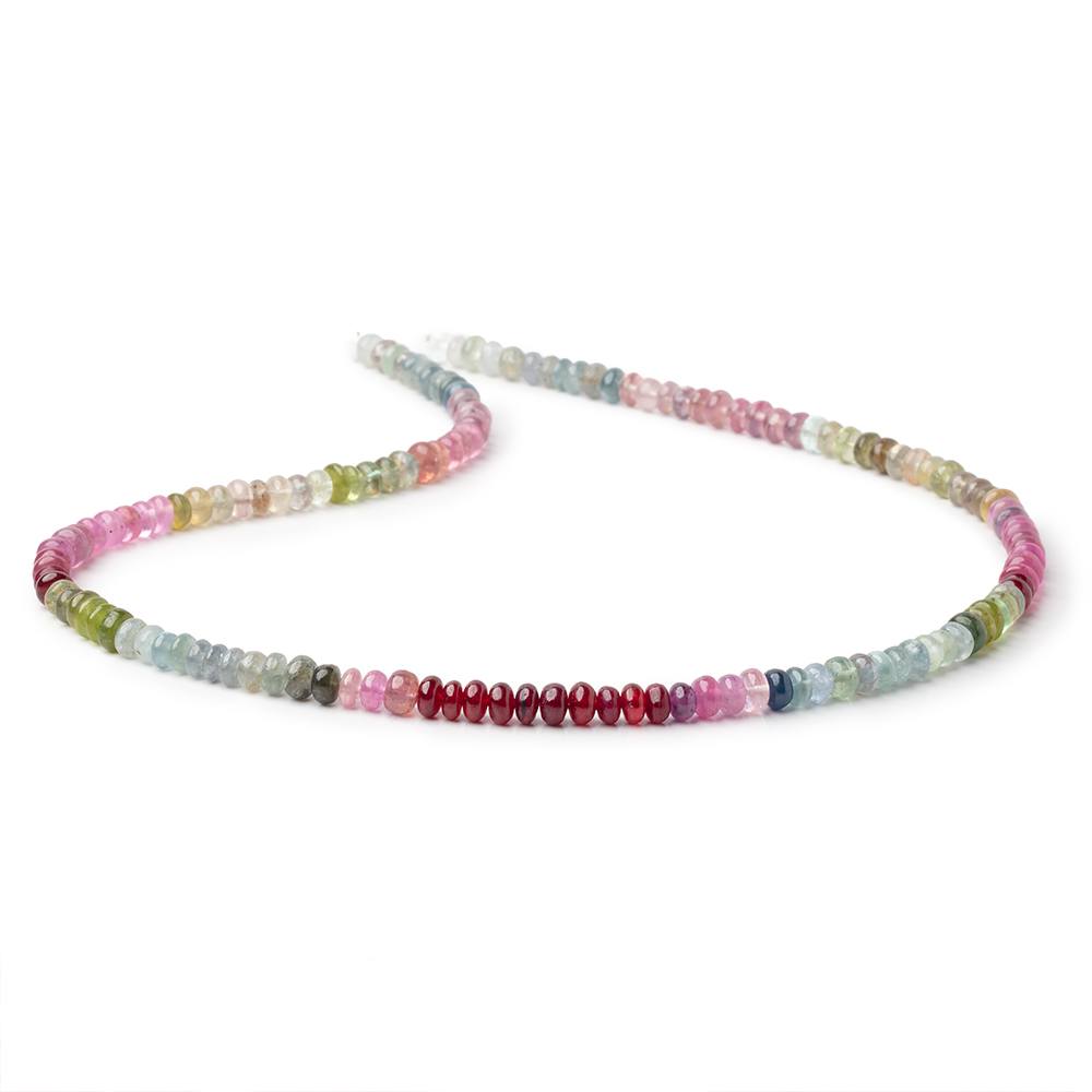 5-6mm Multi Color Sapphire Plain Rondelle Beads 18 inch 142 pieces AA - Beadsofcambay.com