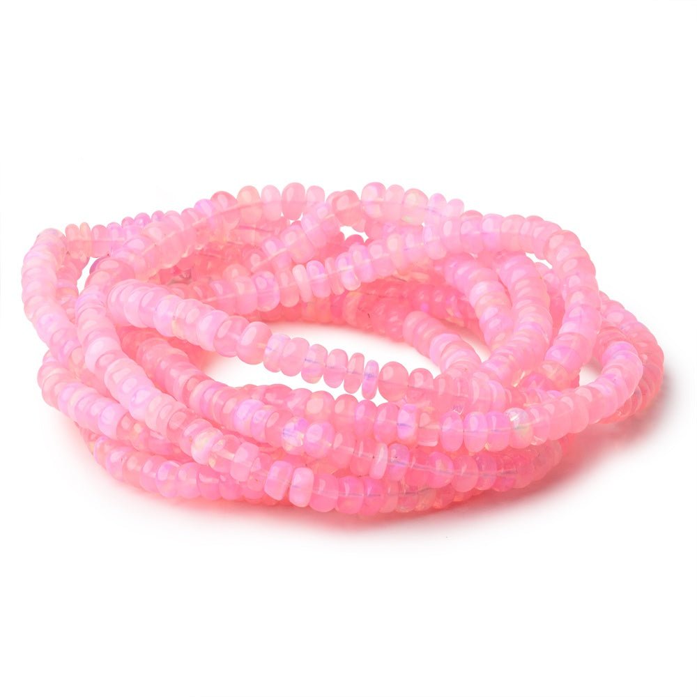 5 - 6mm Pink Ethiopian Opal Plain Rondelle 16 inch 145 Beads - Beadsofcambay.com