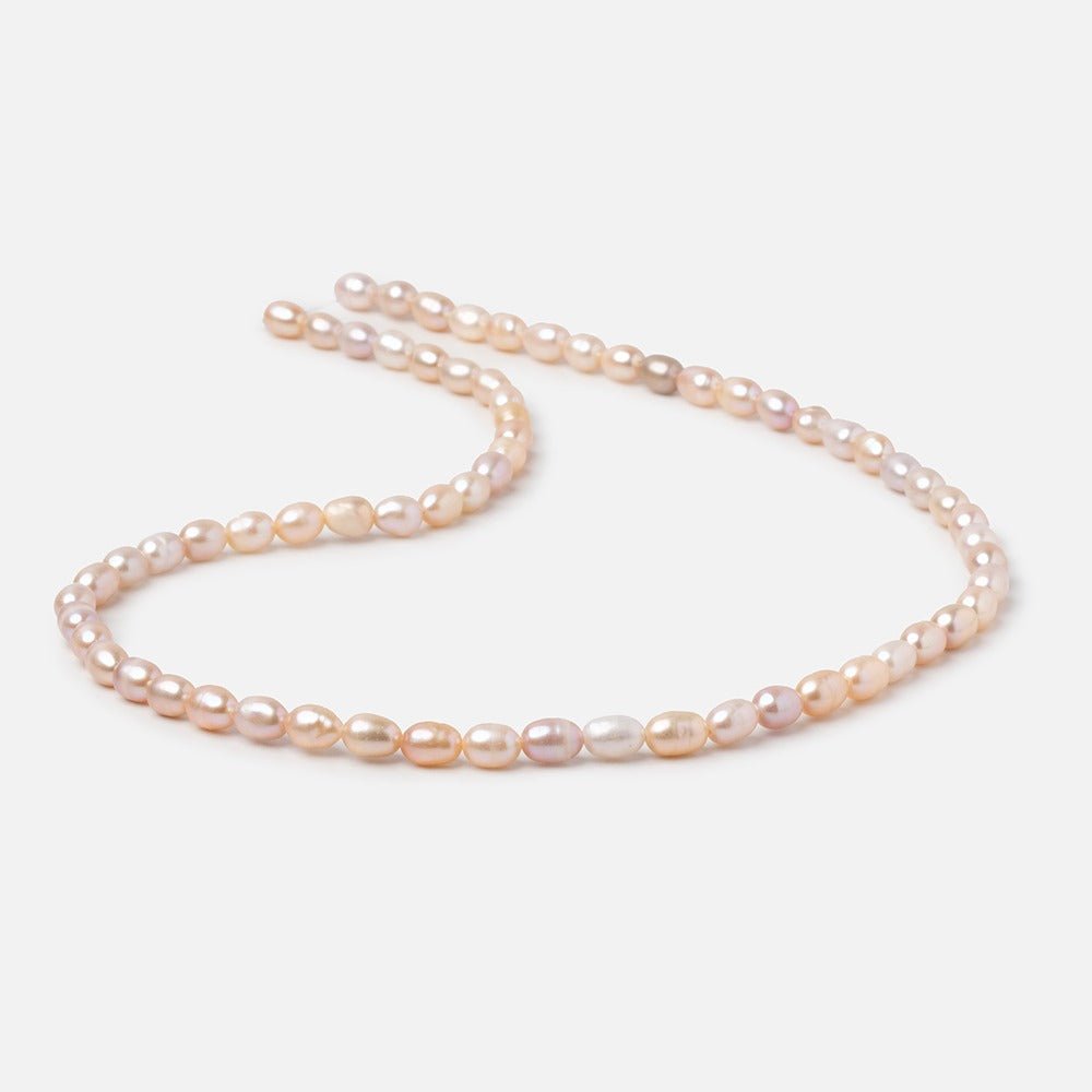 5-6mm Pink Straight Drill Oval Freshwater Pearls 15.5 inch 66 Beads - Beadsofcambay.com