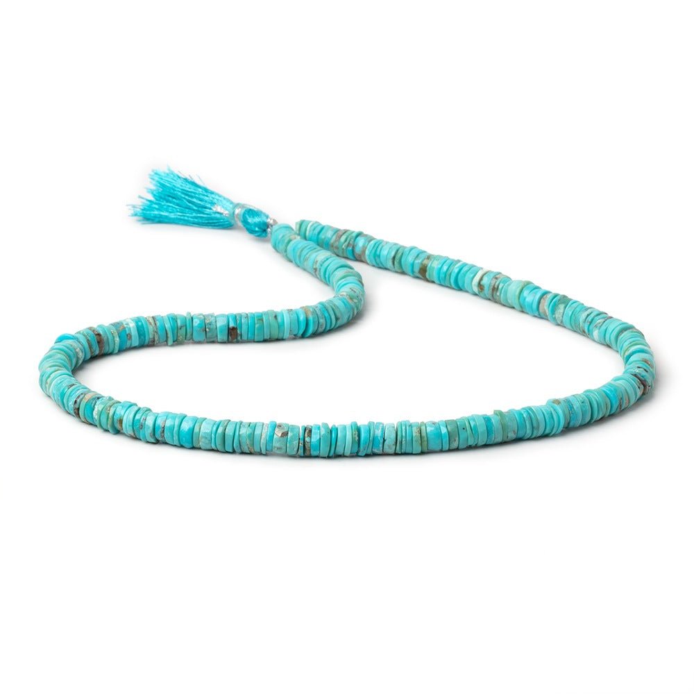 5-6mm Sleeping Beauty Turquoise Plain Heishi Beads 15 inch 266 pieces - Beadsofcambay.com