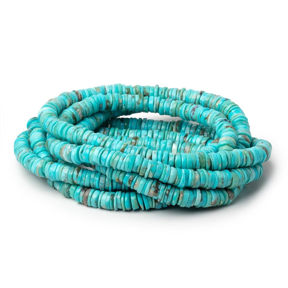 5-6mm Sleeping Beauty Turquoise Plain Heishi Beads 15 inch 266 pieces - Beadsofcambay.com