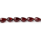 5 - 7.5mm Garnet Straight Drilled Faceted Tear Drops 8.25 inch 32 Beads - Beadsofcambay.com