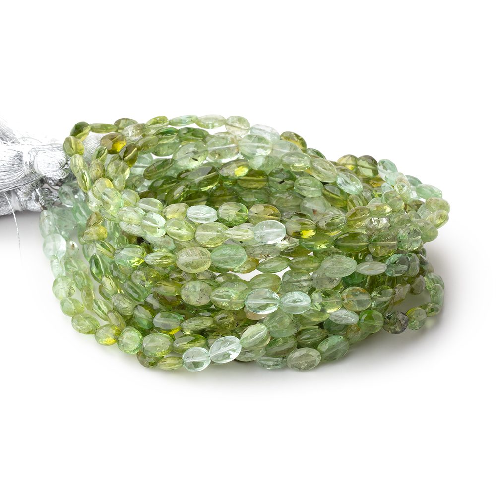 5-7.5mm Green Tourmaline Faceted Oval Beads 14 inch 48 pieces AA - Beadsofcambay.com