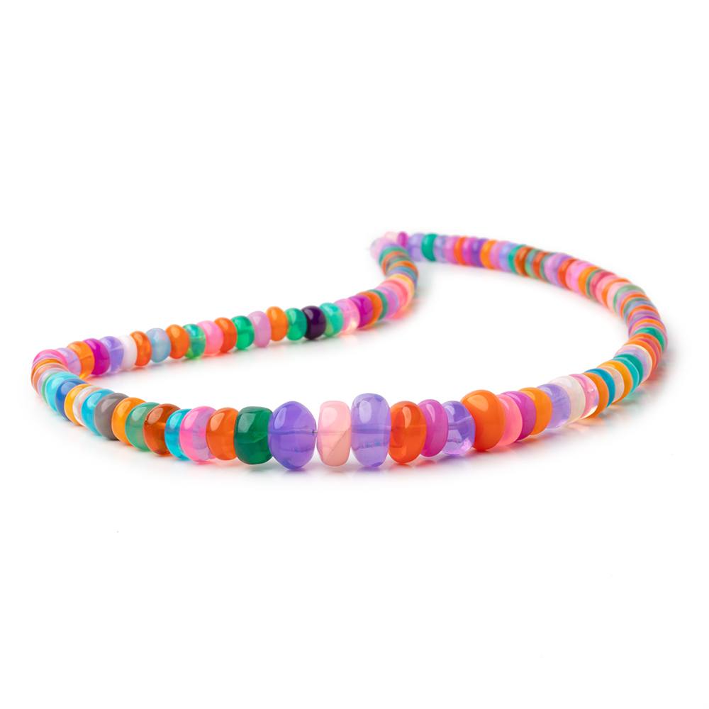 5 - 7mm Neon Multi Color Ethiopian Opal Plain Rondelle Beads 16 inch 121 pieces - Beadsofcambay.com