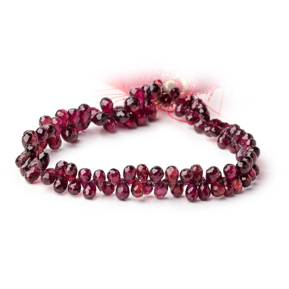5 - 8mm Bohemia Garnet Faceted Tear Drops 8.75 inch 100 Beads - Beadsofcambay.com