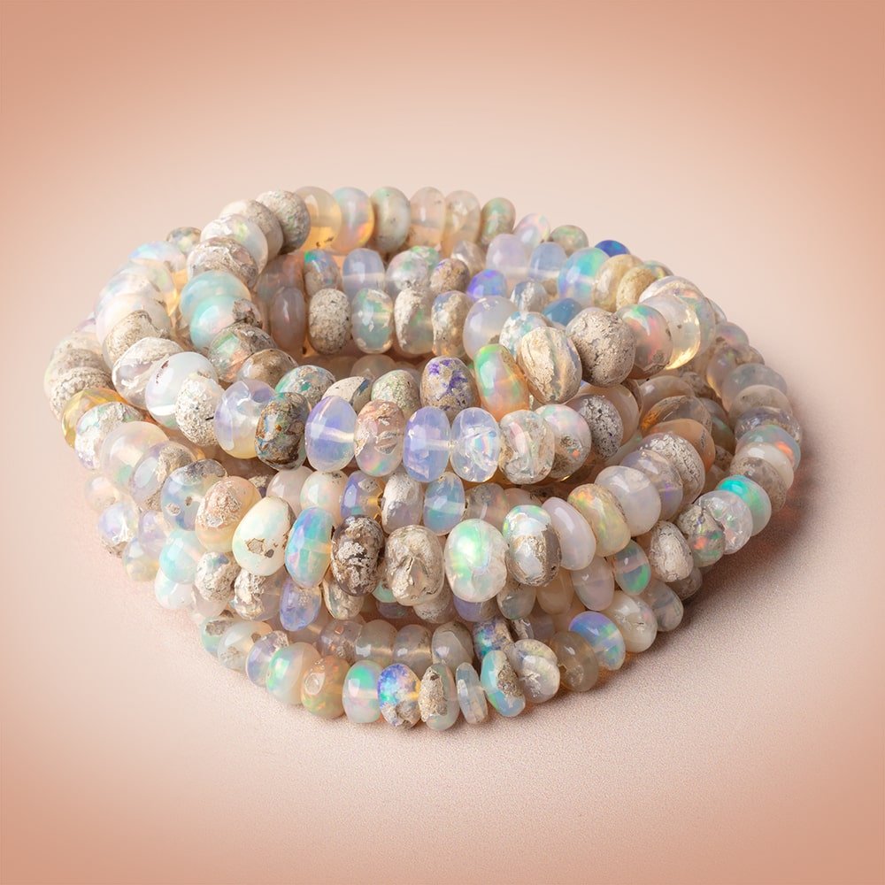 5 - 8mm Ethiopian Opal with Matrix Plain Rondelle 17.25 inch 75 Beads AA - Beadsofcambay.com