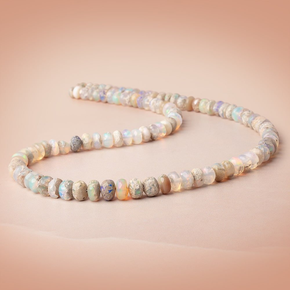 5 - 8mm Ethiopian Opal with Matrix Plain Rondelle 17.25 inch 75 Beads AA - Beadsofcambay.com