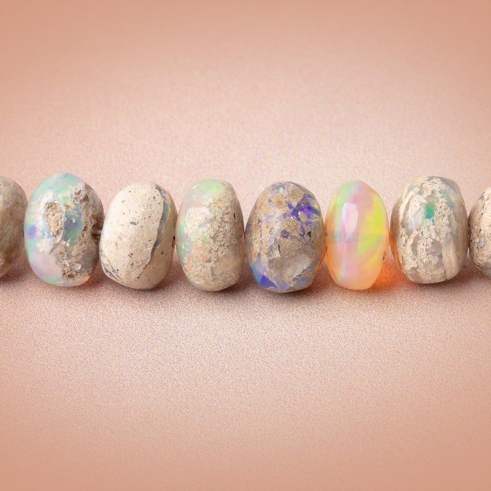 5 - 8mm Ethiopian Opal with Matrix Plain Rondelle 17.25 inch 75 Beads AA - Beadsofcambay.com