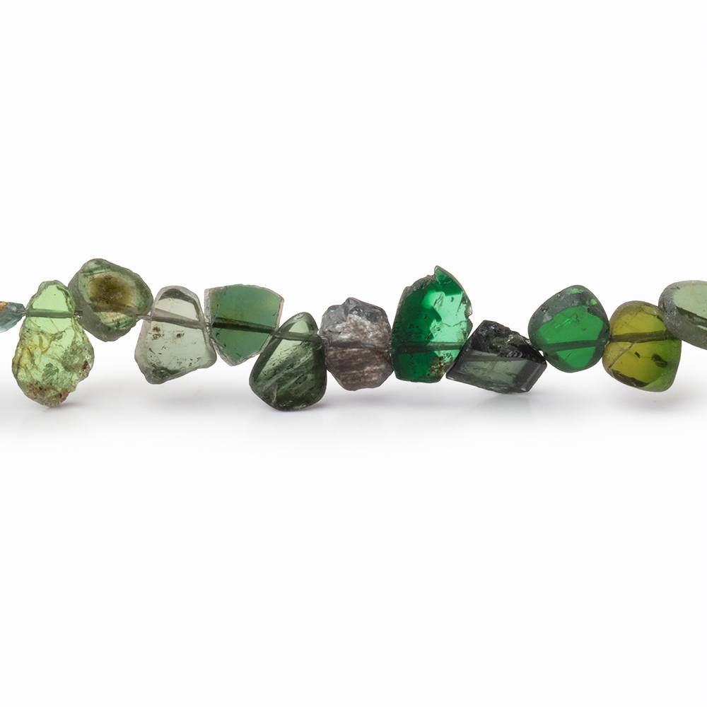 5 - 8mm Green Tourmaline Slice Beads 7.75 inch 54 pieces - Beadsofcambay.com