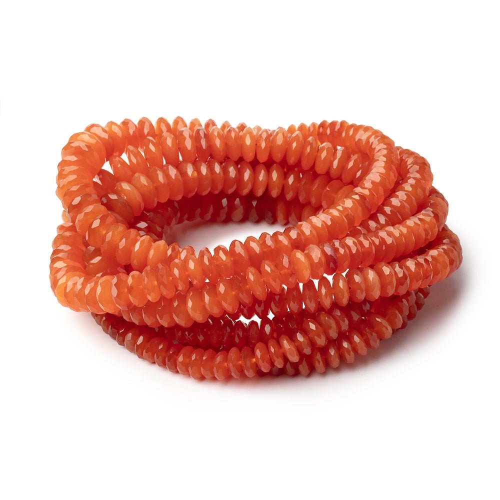 5 - 9.5mm Dark Carnelian German Faceted Rondelle 16 inch 140 Beads AA - Beadsofcambay.com