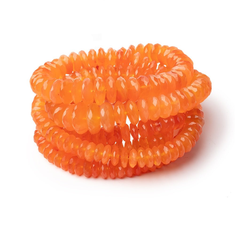 5 - 9mm Carnelian German Faceted Rondelle 16 inch 140 Beads AA - Beadsofcambay.com