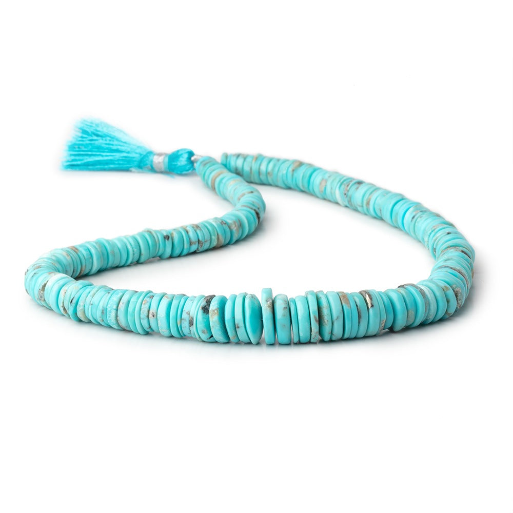 6-11mm Sleeping Beauty Turquoise Plain Heishi Beads 15 inch 200 pieces - BeadsofCambay.com