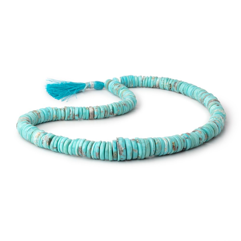 6.5-12.5mm Sleeping Beauty Turquoise Plain Heishi Beads 15 inch 196 pieces - BeadsofCambay.com