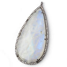 50x25mm Black Gold CZ Bezel Rainbow Moonstone Pear Pendant 1 Focal Bead - Beadsofcambay.com