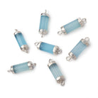 13x5mm Silver Leafed Santorini Chalcedony Faceted Barrel Tube 1 Connector - BeadsofCambay.com