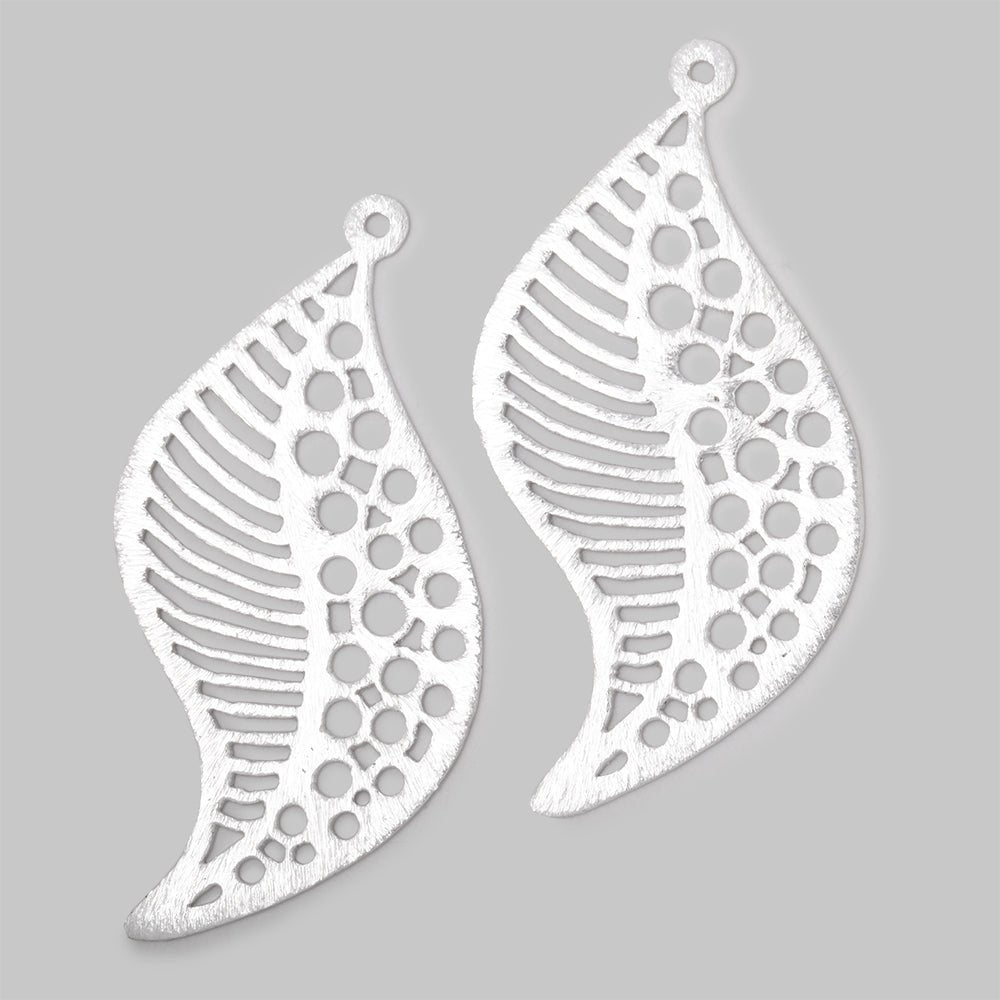 51x30mm Brushed Filigree Leaf Charm Set of 2 pieces - Beadsofcambay.com