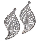 51x30mm Brushed Filigree Leaf Charm Set of 2 pieces - Beadsofcambay.com