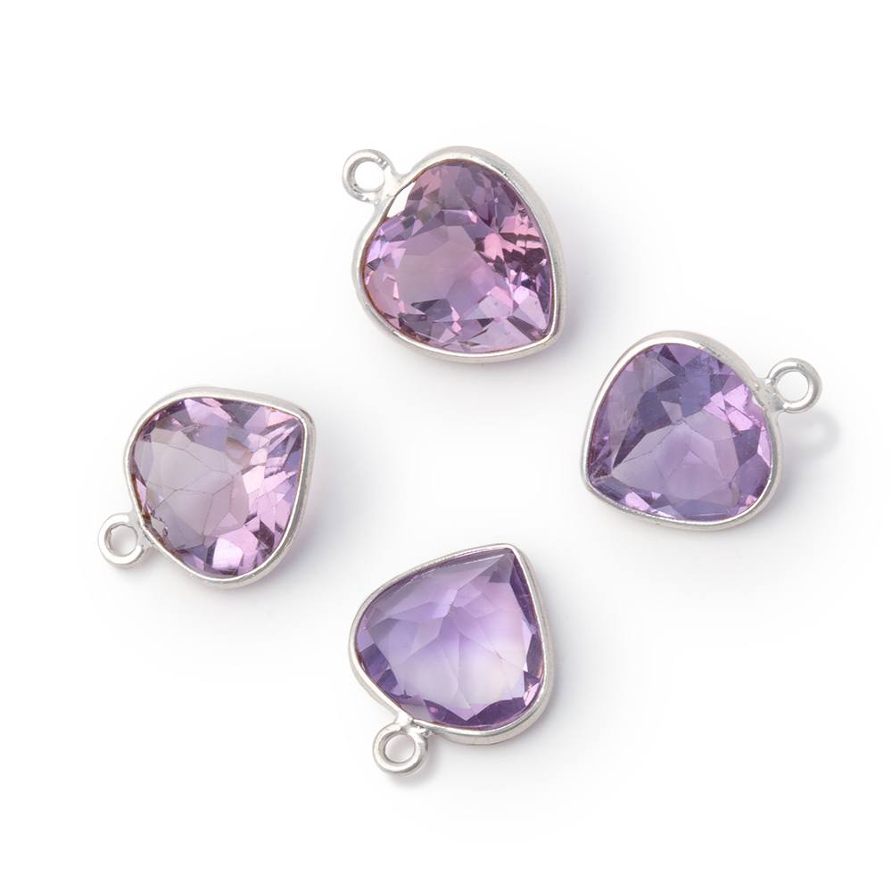 11m Sterling Silver Bezel Amethyst Pavilion Faceted Heart 1 Pendant - BeadsofCambay.com