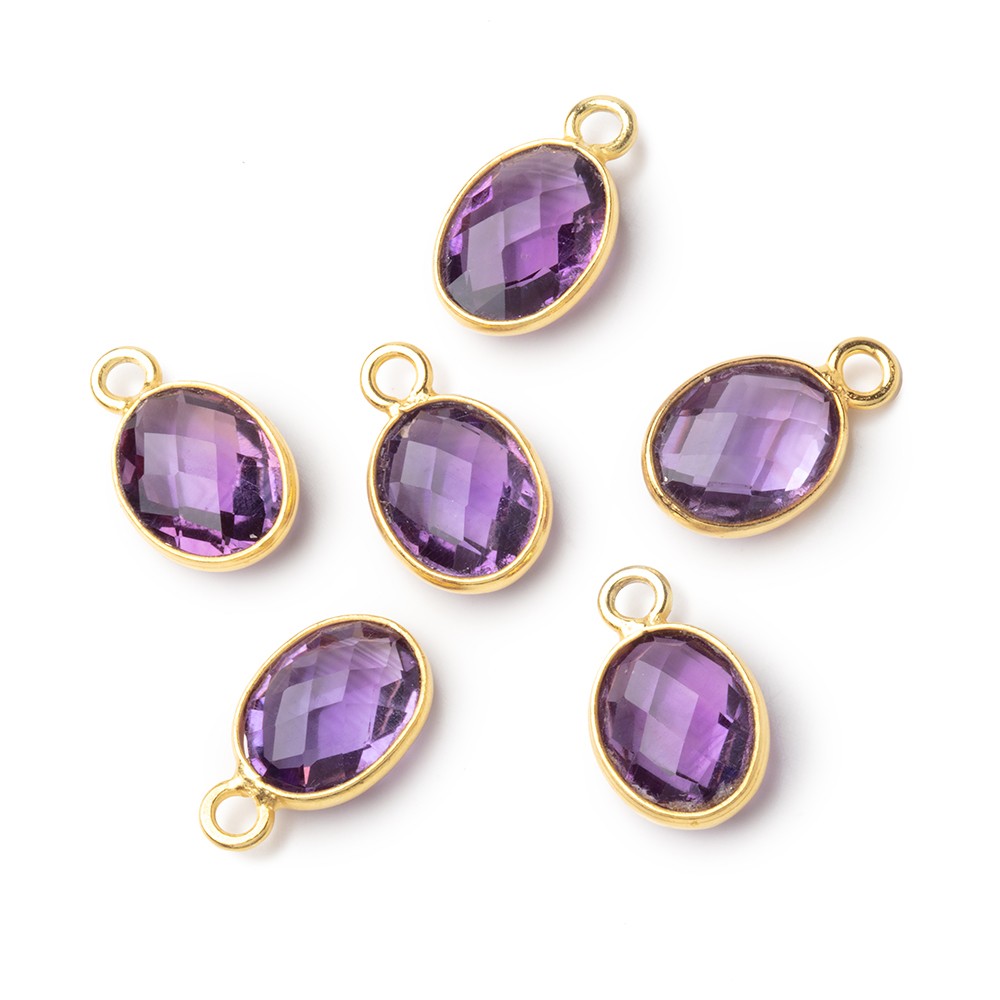 10x8mm Vermeil Bezel Amethyst Faceted Oval Pendant 1 piece - BeadsofCambay.com