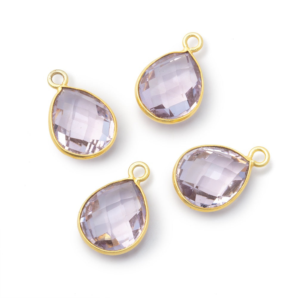 12x11mm Vermeil Bezel Pink Amethyst Faceted Pear Pendant 1 piece - BeadsofCambay.com