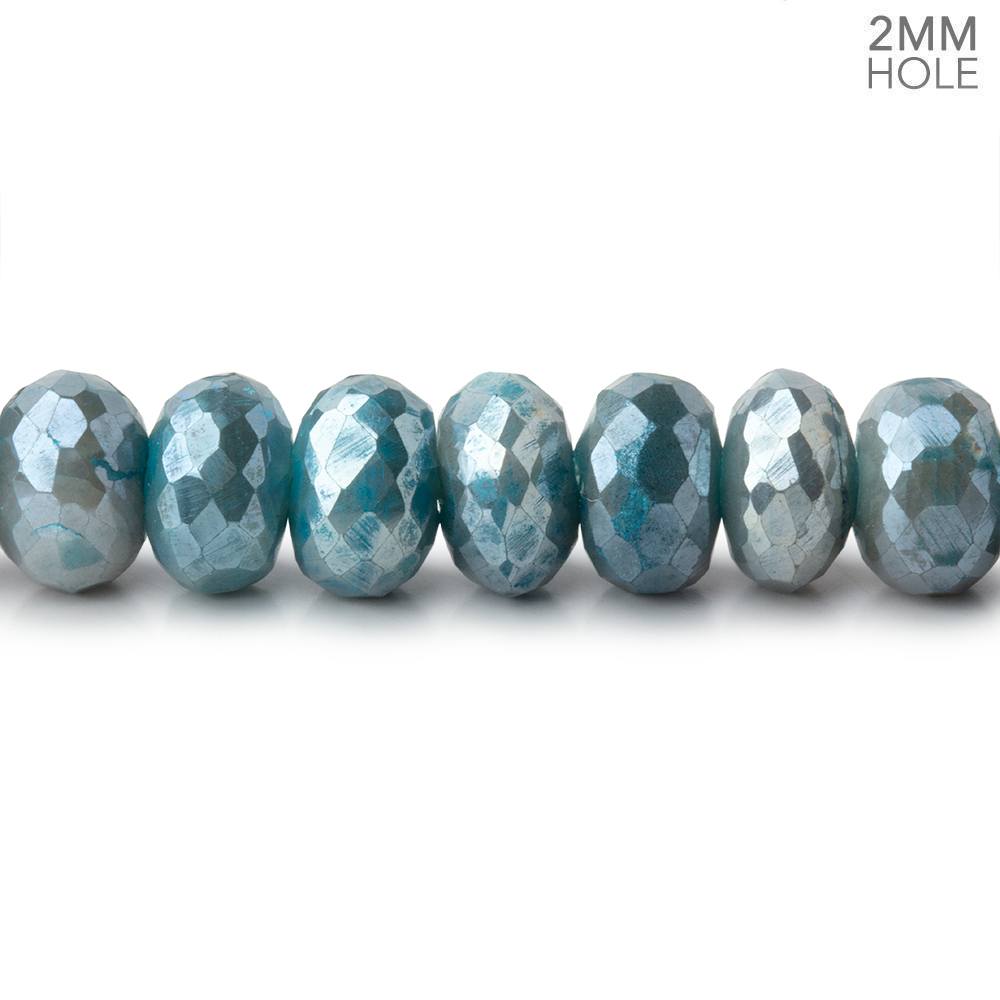 8-8.5mm Mystic Antique Blue Moonstone 2mm Large Hole Faceted Rondelles 8 inch 36 Beads - BeadsofCambay.com
