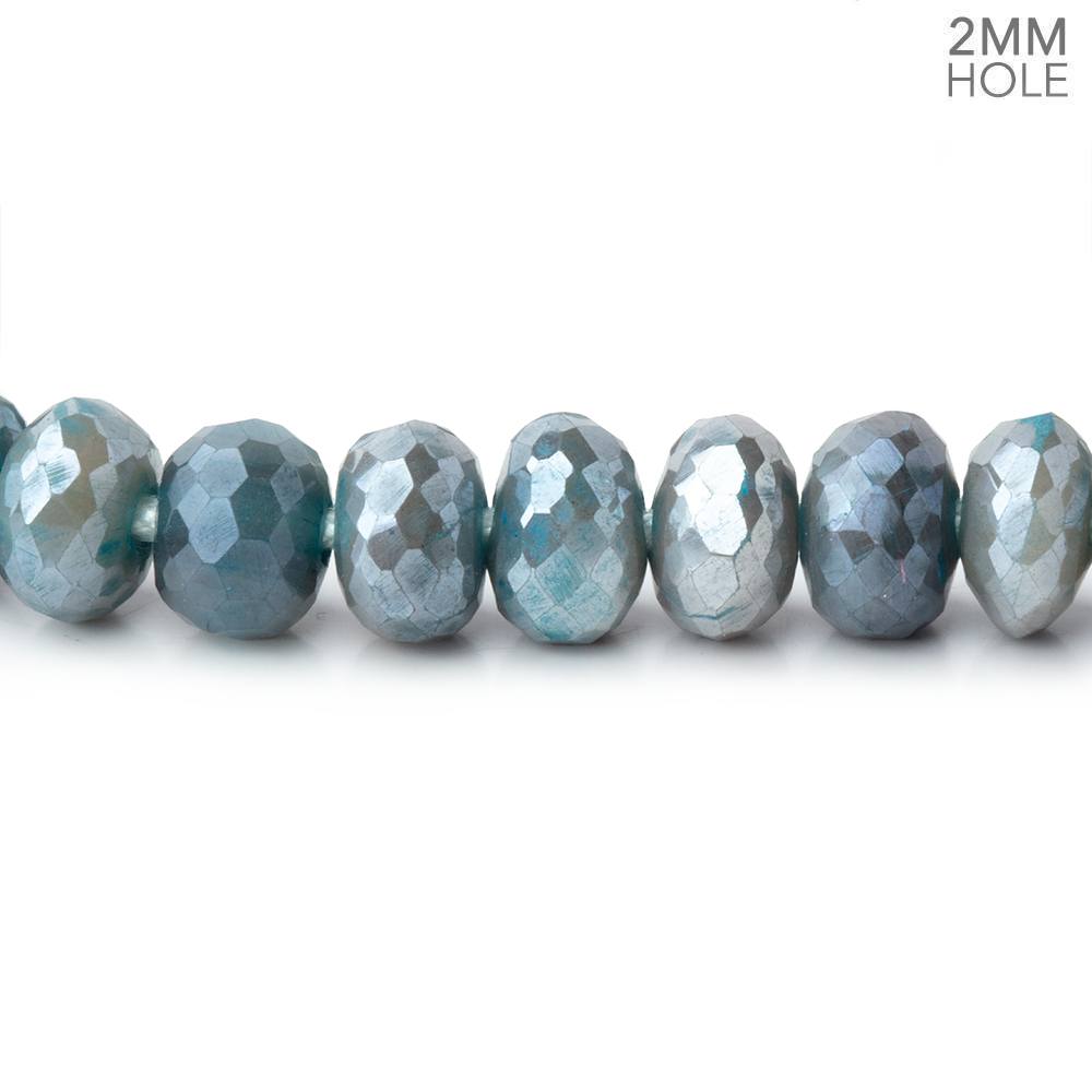 8-8.5mm Mystic Stormy Blue Moonstone 2mm Large Hole Faceted Rondelles 8 inch 36 Beads - BeadsofCambay.com