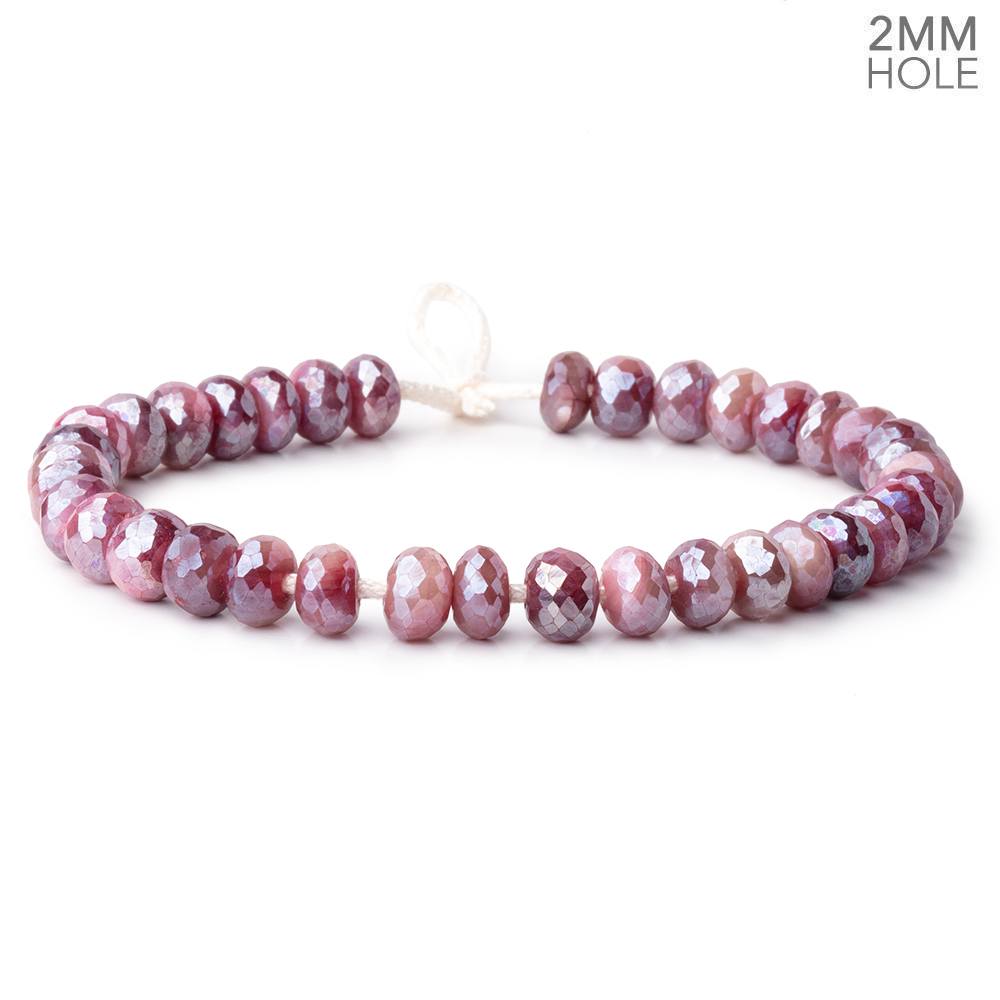 8-8.5mm Mystic Rose Moonstone 2mm Large Hole Faceted Rondelles 8 inch 36 Beads - BeadsofCambay.com