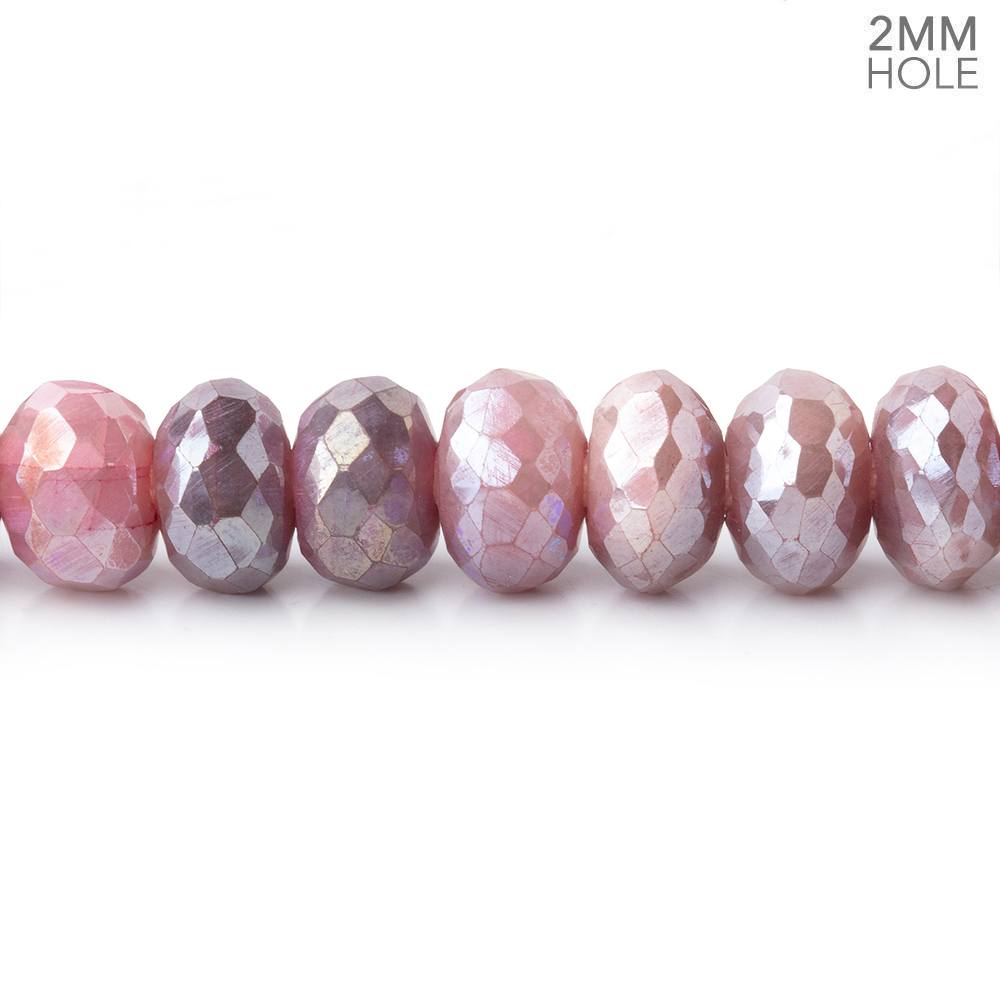 8-8.5mm Mystic Mauve Moonstone 2mm Large Hole Faceted Rondelles 8 inch 36 Beads - BeadsofCambay.com