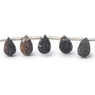 7-9mm Black Agate Drusy Pear Beads 7.25 inch 20 pieces - BeadsofCambay.com