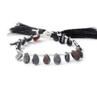 7-9mm Black Agate Drusy Pear Beads 7.25 inch 20 pieces - BeadsofCambay.com