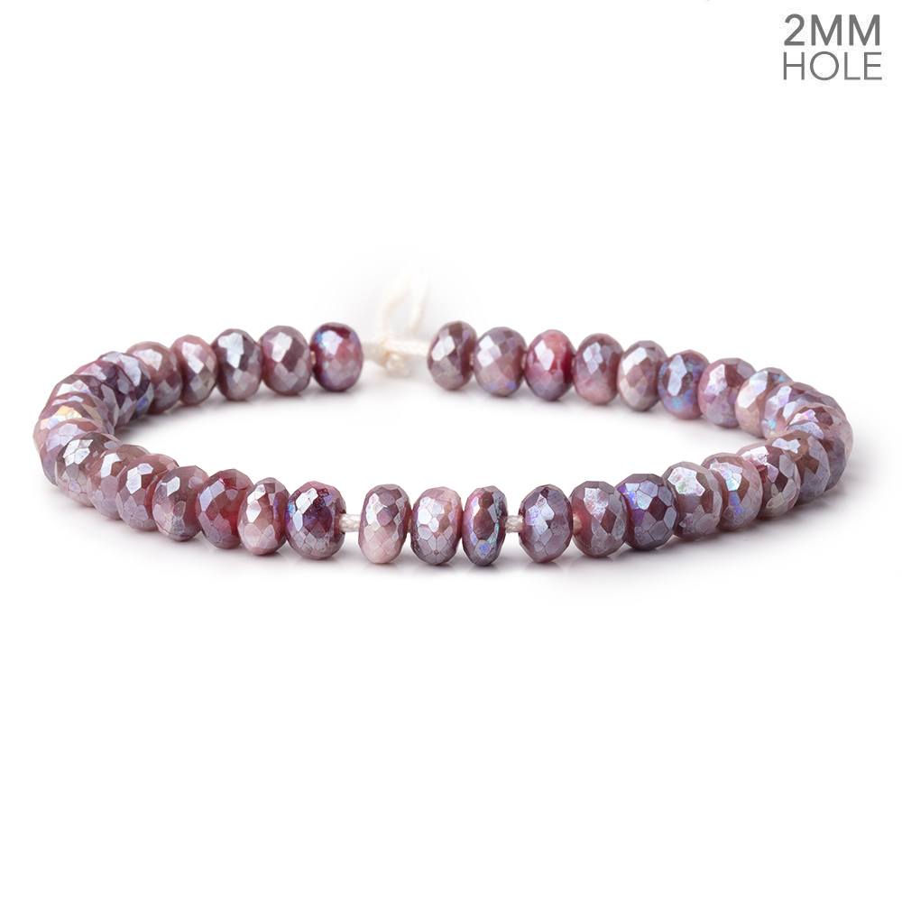 8-8.5mm Mystic Plum Moonstone 2mm Large Hole Faceted Rondelles 8 inch 36 Beads - BeadsofCambay.com