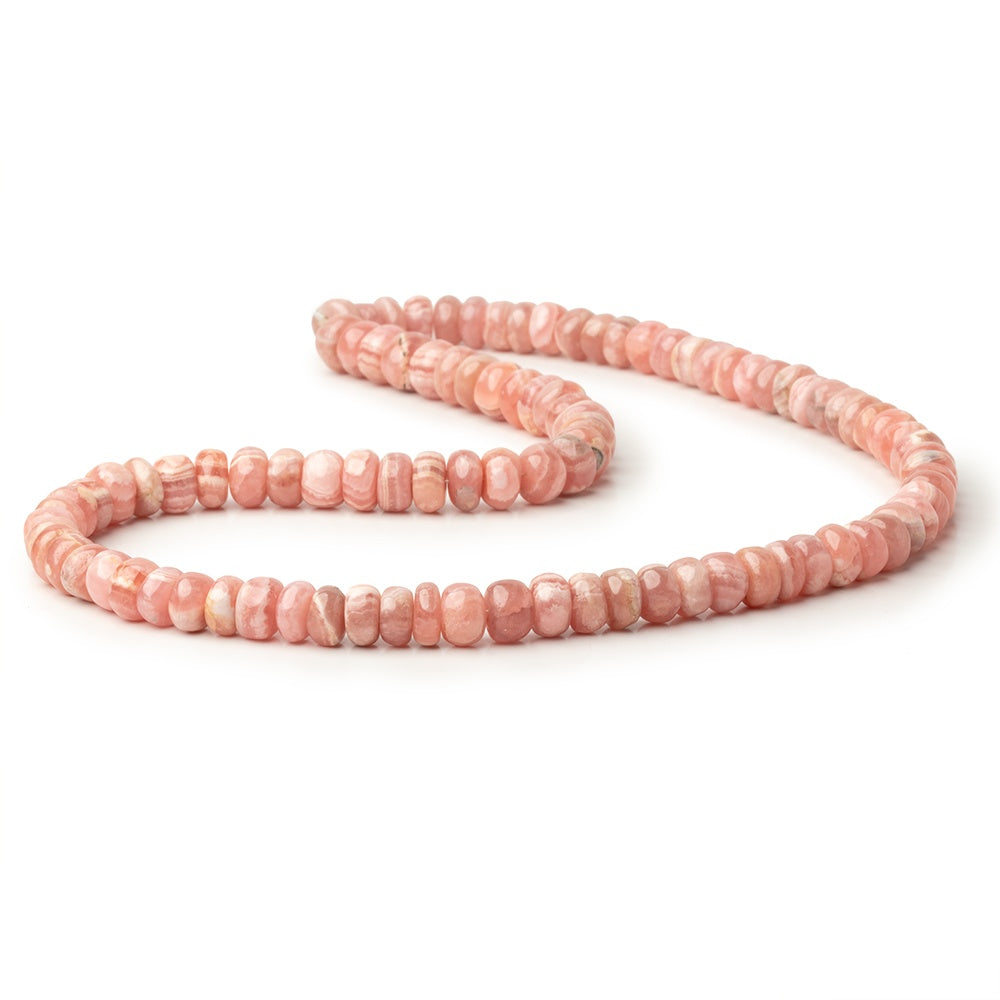6-6.5mm Rhodochrosite Plain Rondelle Beads 16 inch 96 pieces - BeadsofCambay.com