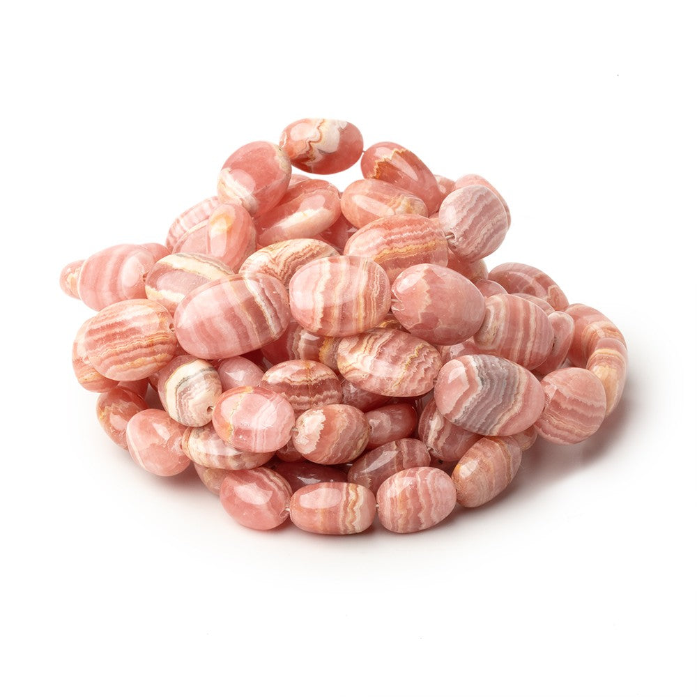 8.5x7-15x10mm Rhodochrosite Plain Oval Beads 15 inch 33 pieces - BeadsofCambay.com