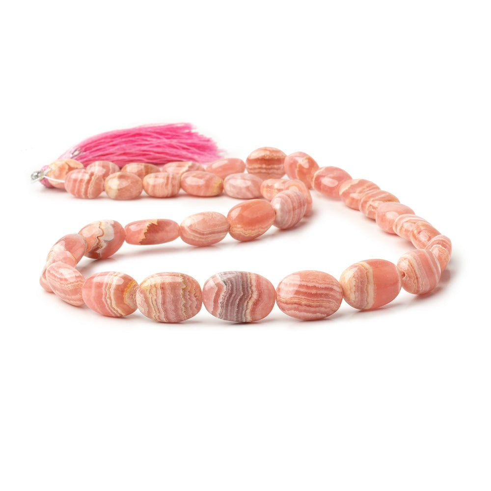 8.5x7-15x10mm Rhodochrosite Plain Oval Beads 15 inch 33 pieces - BeadsofCambay.com