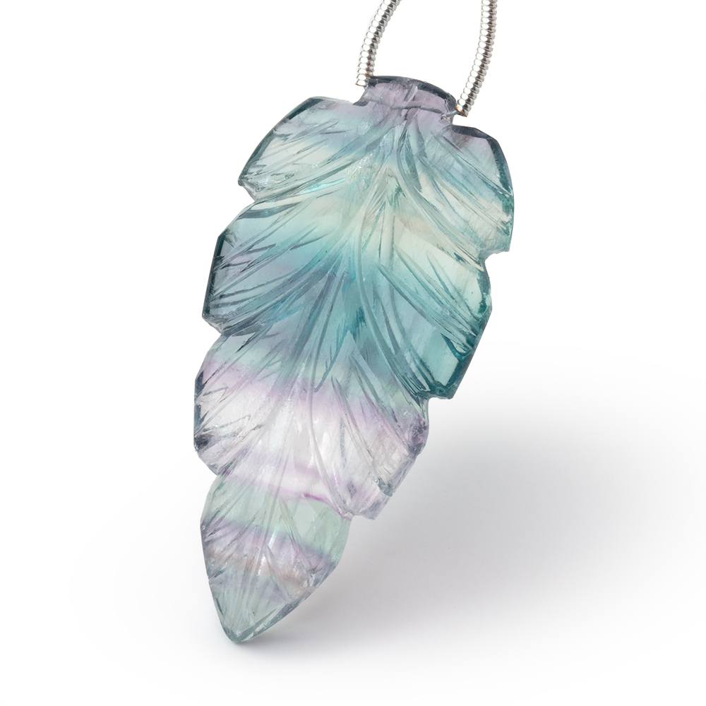 43.7x21.5mm Fluorite Hand Carved Shoulder Drilled Pear 1 Focal - BeadsofCambay.com