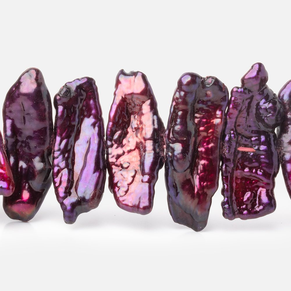 18-25mm Eggplant Purple Biwa Freshwater Pearls 15.5 inch 48 Beads - BeadsofCambay.com