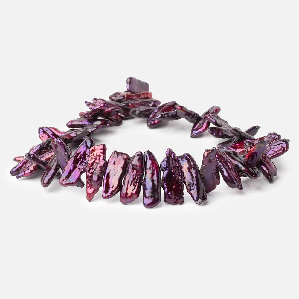 18-25mm Eggplant Purple Biwa Freshwater Pearls 15.5 inch 48 Beads - BeadsofCambay.com