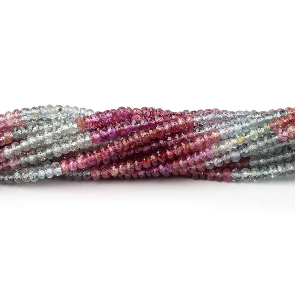 3mm Multi Gemstone Faceted Rondelle Beads 15.25 inch 195 pieces - BeadsofCambay.com
