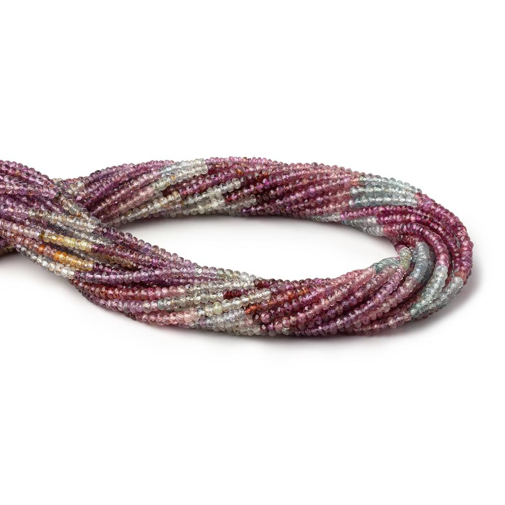 3mm Multi Gemstone Faceted Rondelle Beads 15.25 inch 195 pieces - BeadsofCambay.com