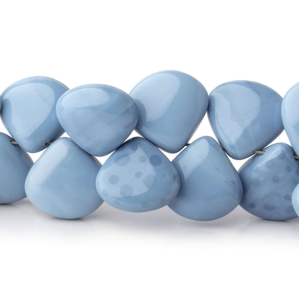 11-12.5mm Owyhee Blue Opal Plain Heart Beads 8 inch 38 pieces - BeadsofCambay.com